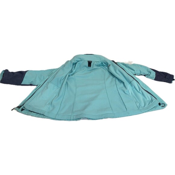 the north face Women’s 2 in 1 jacket Sz M Removable Inner Fleece & Hood Teal - Picture 3 of 16